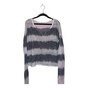 Aeropostale White and Grey Stripped Light Sweater Size Medium